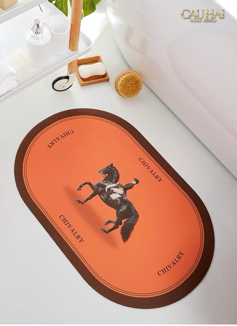 THẢM CỬA MICROFIBER 60X90 - CHIVALRY HORSEMAN-2- Cậu Hai Home Decor