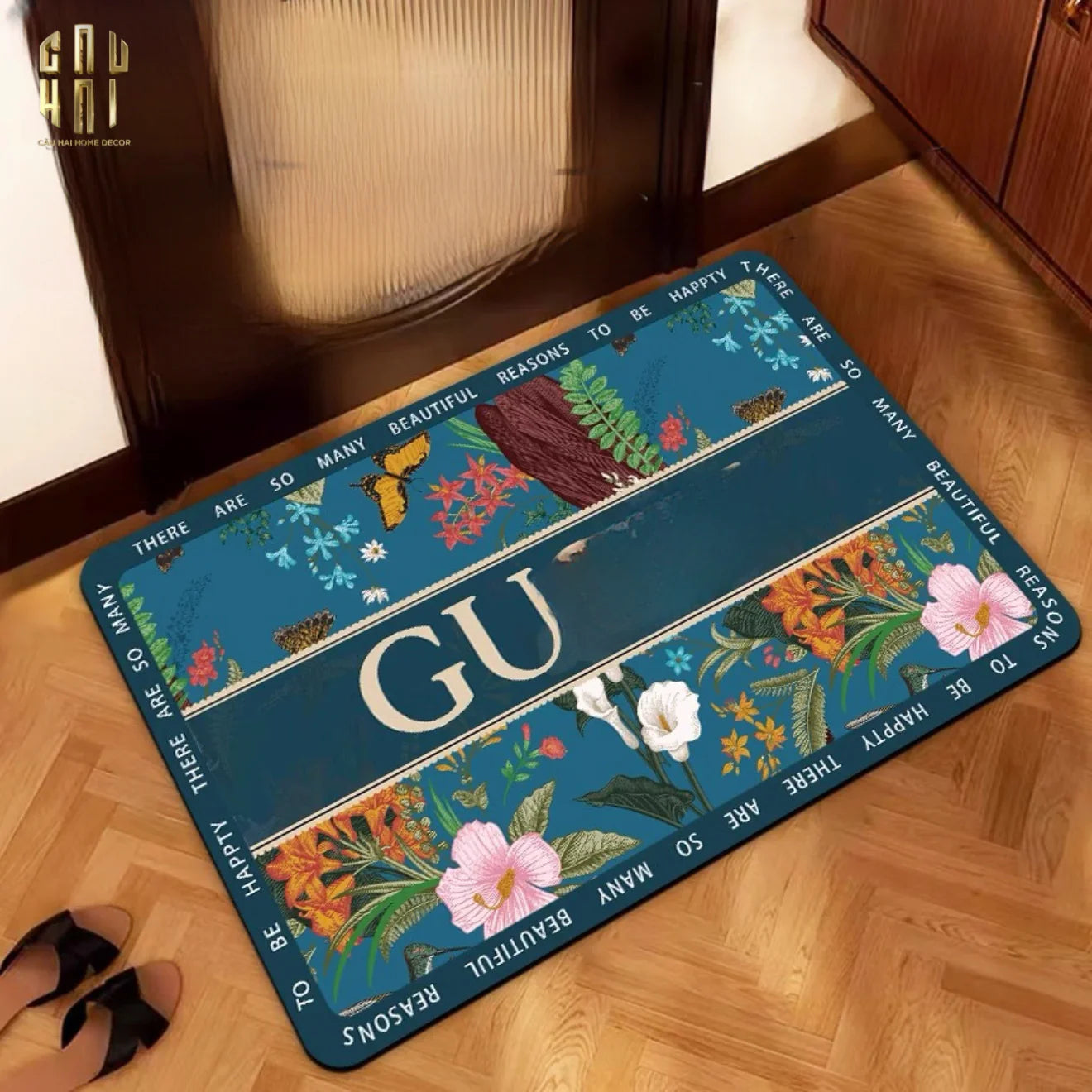 Thảm Cửa Microfiber 60X90 - Jungle Gg - Navy-THẢM CỬA-CẬU HAI HOME DECOR