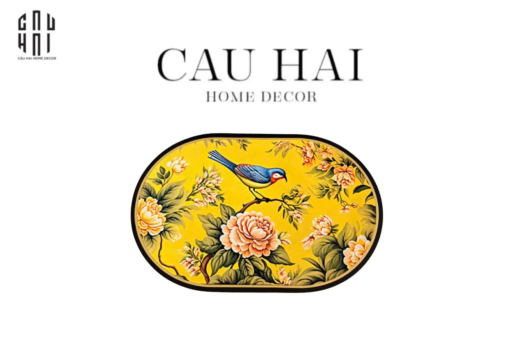 Thảm Cửa Microfiber 60X90 - Kim Vũ Mẫu Đơn - Door Mat - CẬU HAI HOME DECOR