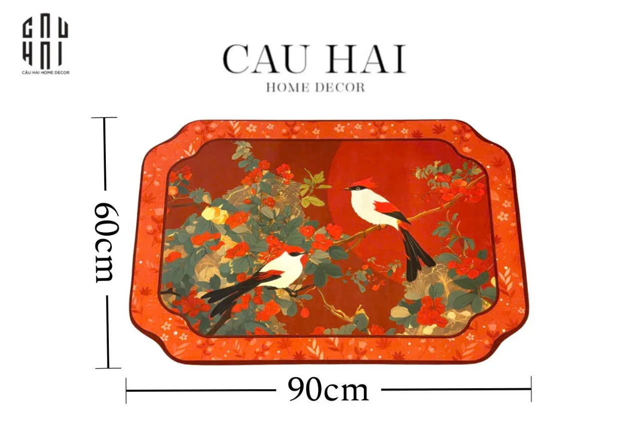 Thảm Cửa Microfiber 60X90 - Song Điểu - CẬU HAI HOME DECOR