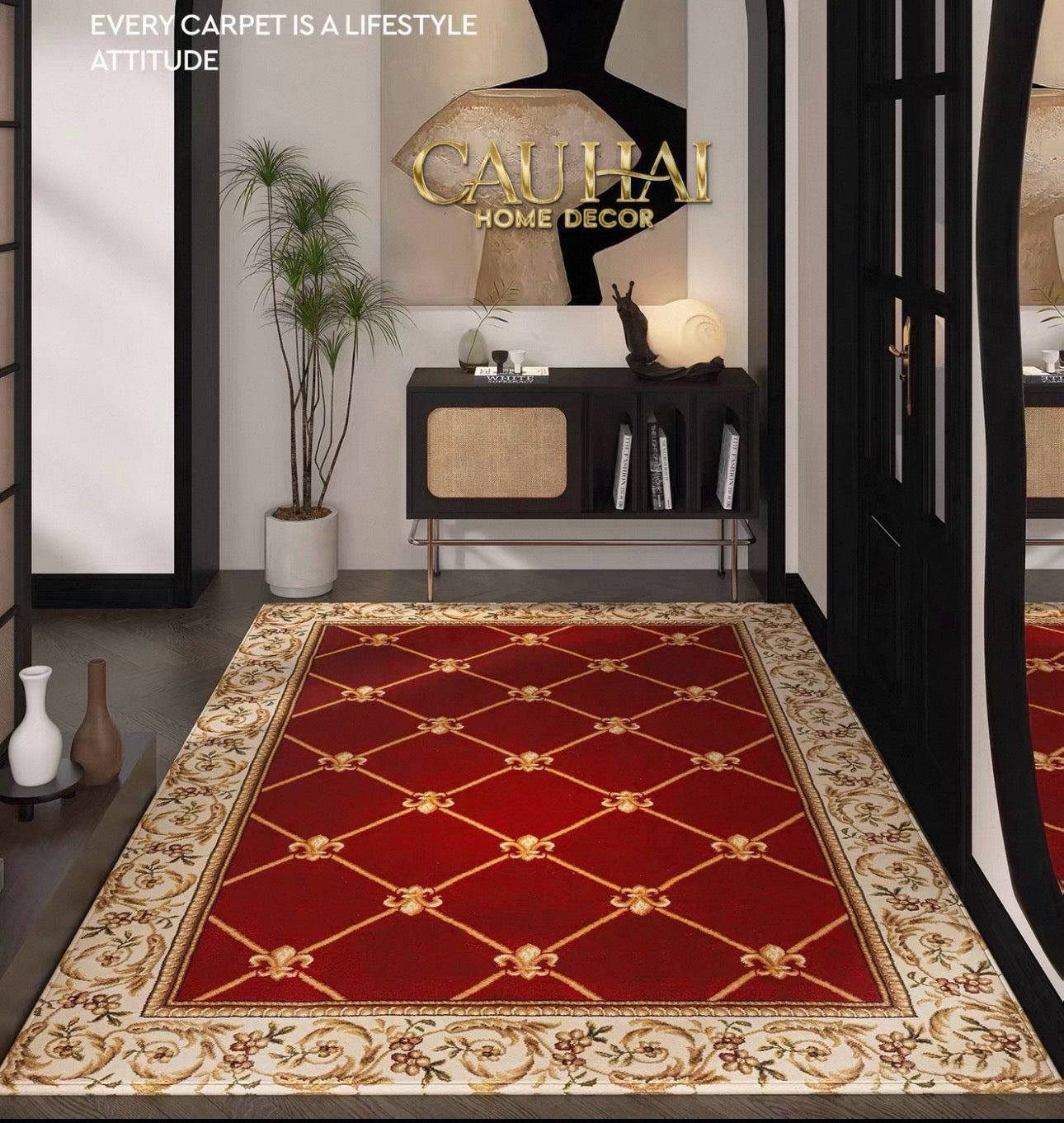 Thảm Cửa Nhung Bỉ 100X140 - Allure Crimson Rouge Ancient Roman Rugs-CẬU HAI HOME DECOR