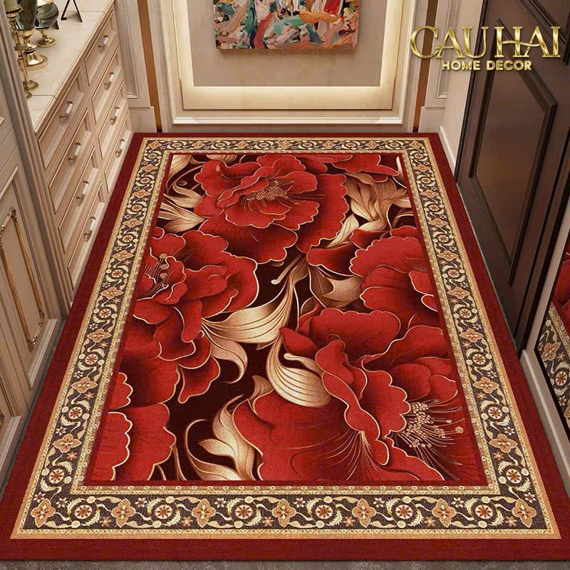 Thảm Cửa Nhung Bỉ 100X140 - Luxueux Velour Tapis Pivoine Du Palais - CẬU HAI HOME DECOR