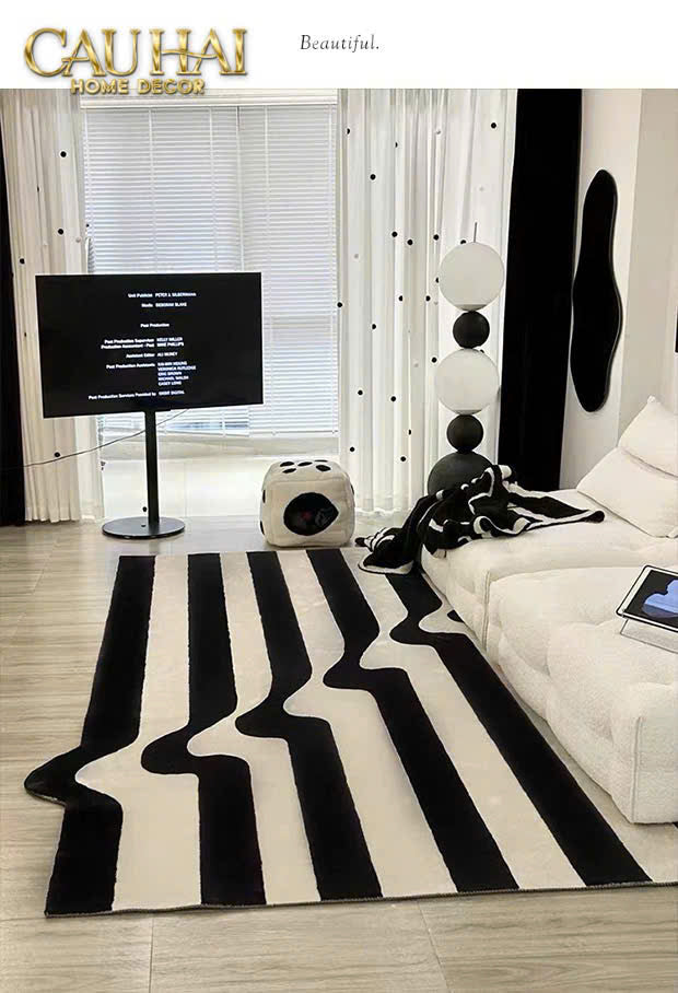 THẢM CỬA NHUNG BỈ 100×140 - STRIPE WAVE RÉFLECTION-4- Cậu Hai Home Decor