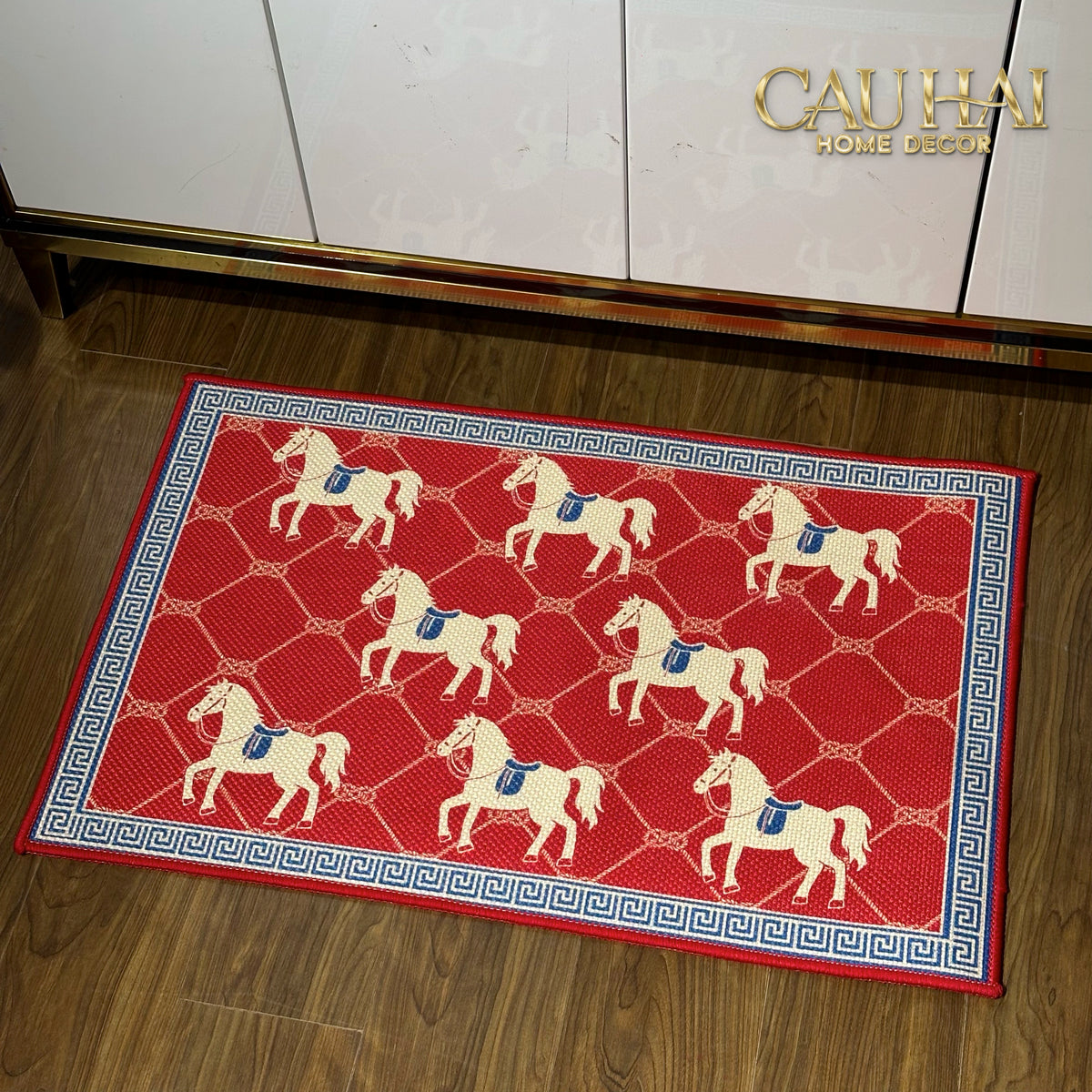 Thảm Cửa Nhung Bỉ 50x80 Ngựa Đỏ Son - Les Chevaux Écarlates de Fortune-THẢM CỬA-CẬU HAI HOME DECOR-CẬU HAI HOME DECOR