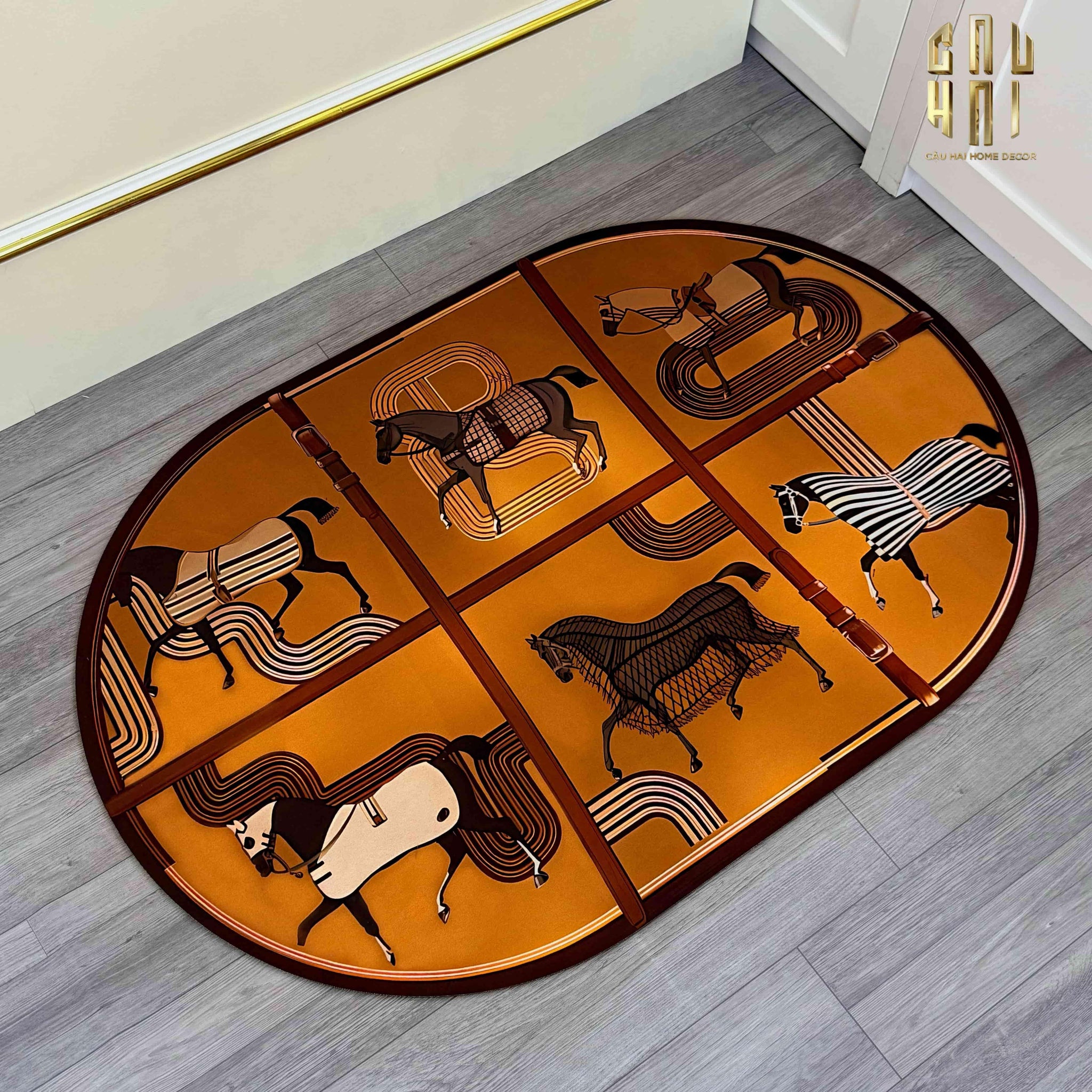 THẢM CỬA NHUNG BỈ 60X90 - BROWN CHARIOT - DOOR MAT-CẬU HAI HOME DECOR
