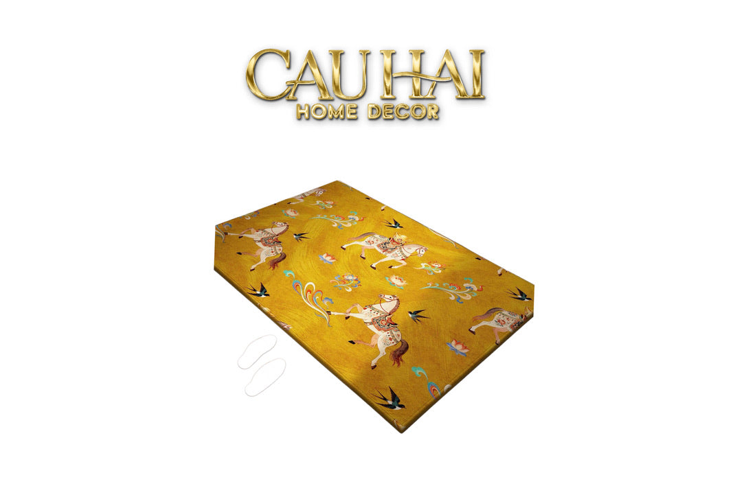 Thảm Cửa Nhung Bỉ 80x100 - Kim Mã Tam Bảo - Triptyque Fortune Chevaux-CẬU HAI HOME DECOR