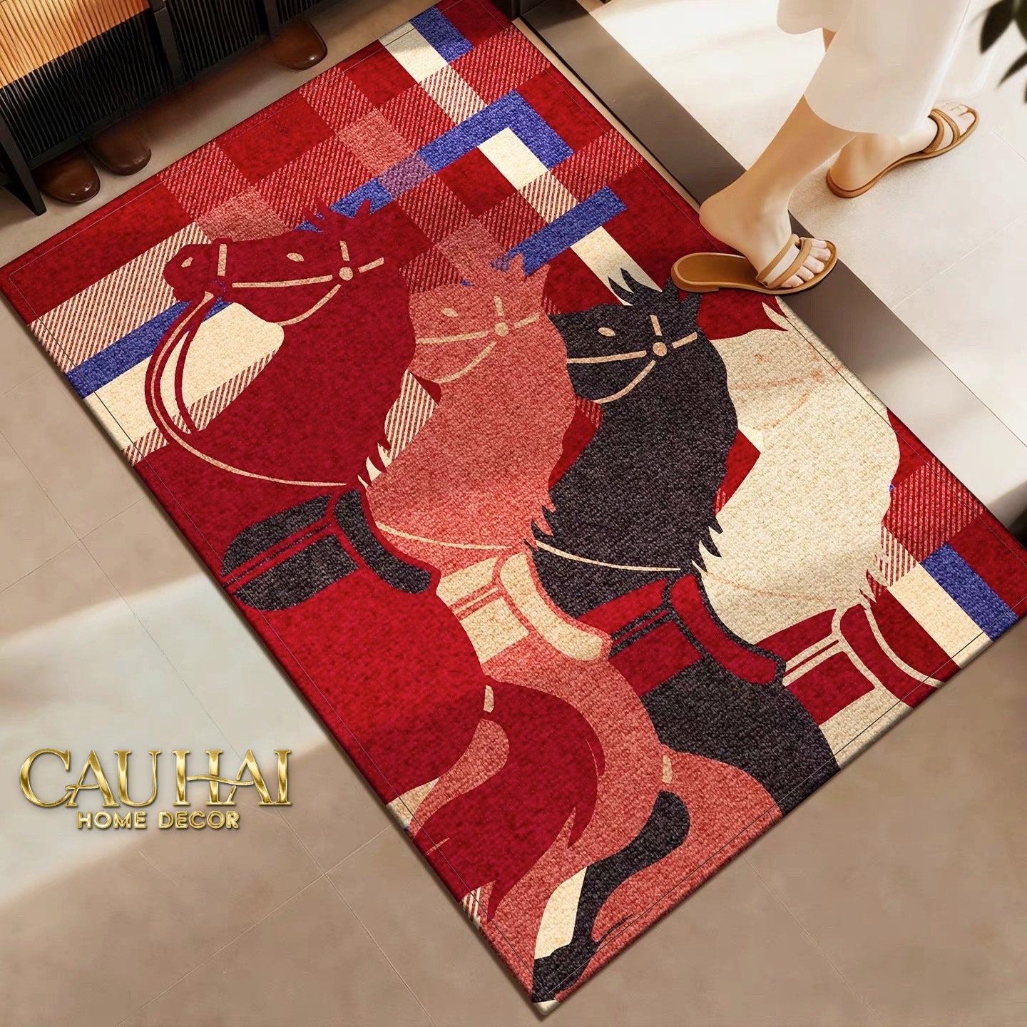Thảm Cửa Sợi Dệt 60x90 - Les Trois Chevaux D’Empire - CẬU HAI HOME DECOR