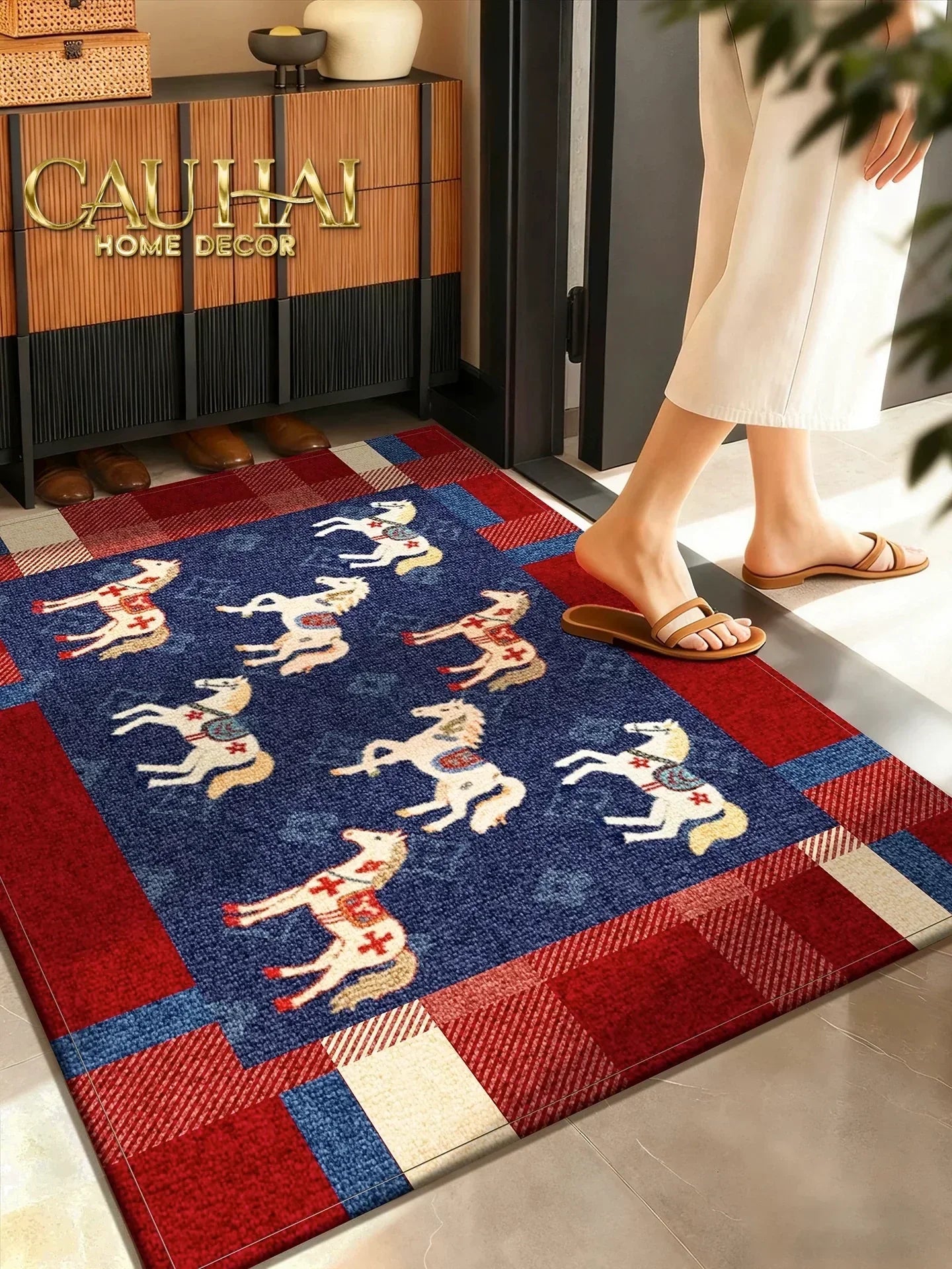 tham-cua-soi-det-60x90-ngua-hoang-gia-petite-equestre-royale-bleu-fleur-de-monogram-cau-hai-home-decor-11 - CẬU HAI HOME DECOR