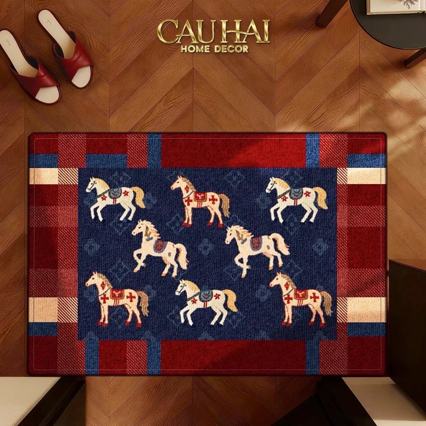 tham-cua-soi-det-60x90-ngua-hoang-gia-petite-equestre-royale-bleu-fleur-de-monogram-cau-hai-home-decor-4 - CẬU HAI HOME DECOR