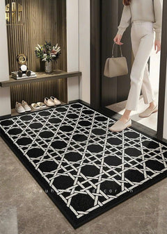 Thảm Cửa Sợi Poly Đan Vòng 100X120 Cannage D.O - Noir-THẢM CỬA-CẬU HAI HOME DECOR