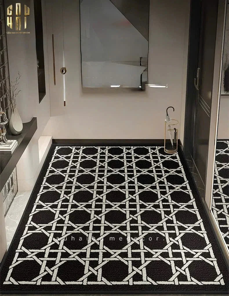 Thảm Cửa Sợi Poly Đan Vòng 100X120 Cannage D.O - Noir-THẢM CỬA-CẬU HAI HOME DECOR