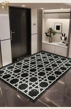 Thảm Cửa Sợi Poly Đan Vòng 100X120 Cannage D.O - Noir-THẢM CỬA-CẬU HAI HOME DECOR
