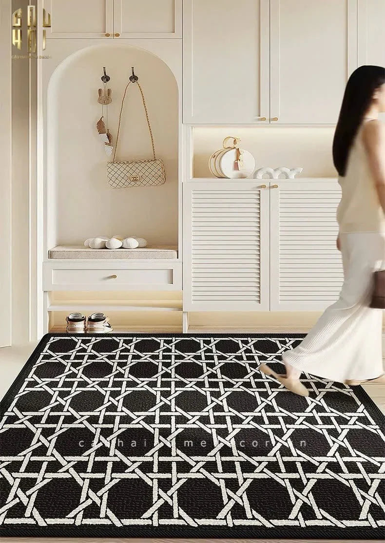 Thảm Cửa Sợi Poly Đan Vòng 100X120 Cannage D.O - Noir-THẢM CỬA-CẬU HAI HOME DECOR