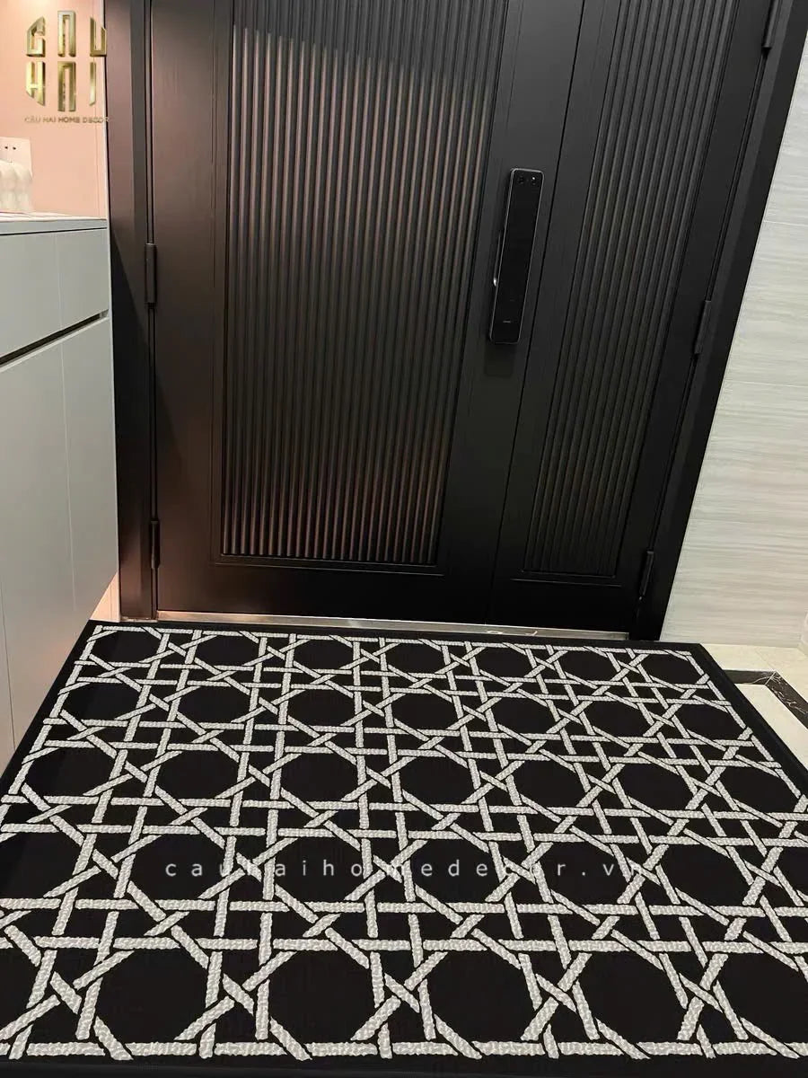 Thảm Cửa Sợi Poly Đan Vòng 100X120 Cannage D.O - Noir-THẢM CỬA-CẬU HAI HOME DECOR