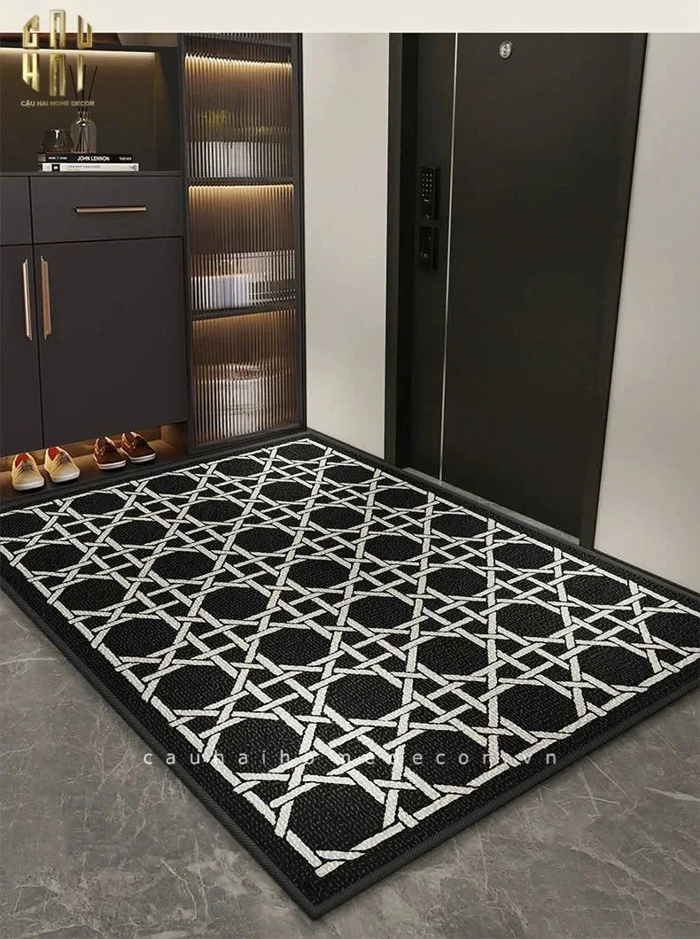 Thảm Cửa Sợi Poly Đan Vòng 100X120 Cannage D.O - Noir-THẢM CỬA-CẬU HAI HOME DECOR