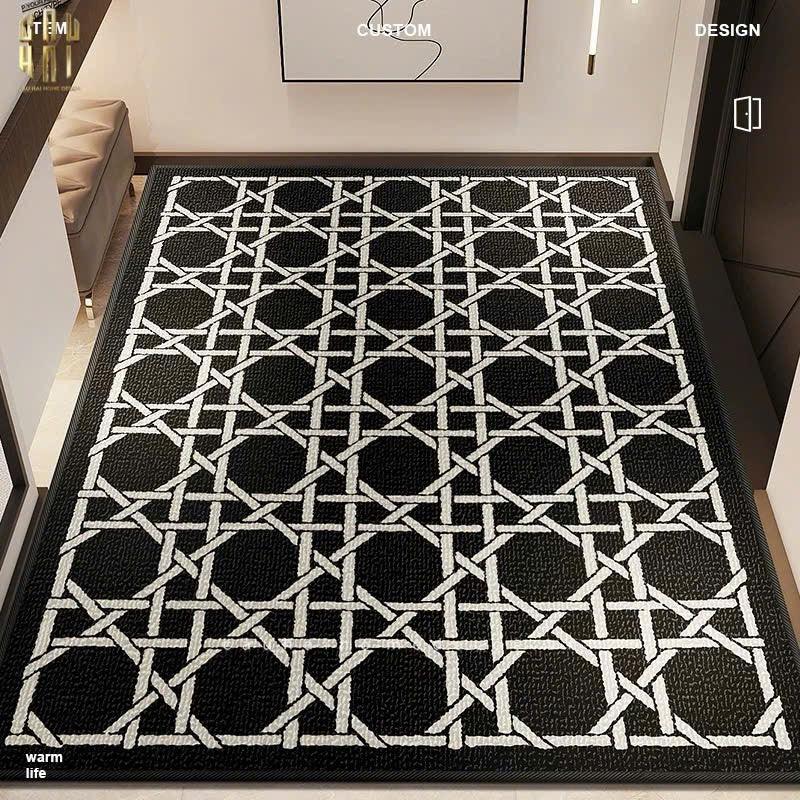 Thảm Cửa Sợi Poly Đan Vòng 100X120 Cannage D.O - Noir-THẢM CỬA-CẬU HAI HOME DECOR