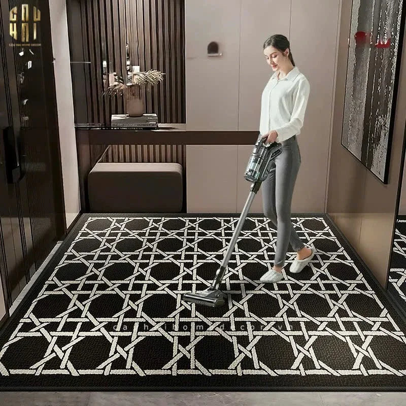 Thảm Cửa Sợi Poly Đan Vòng 100X120 Cannage D.O - Noir-THẢM CỬA-CẬU HAI HOME DECOR