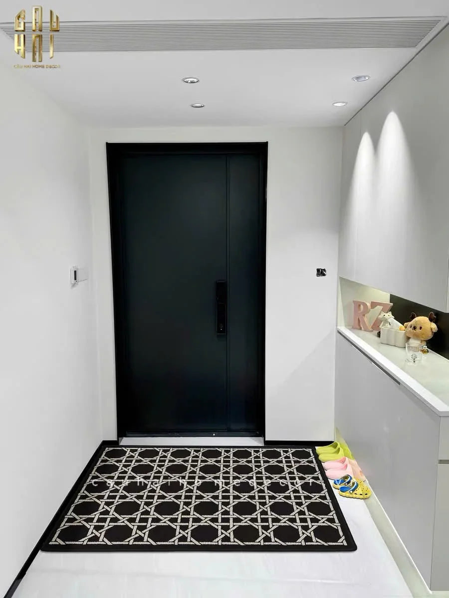 Thảm Cửa Sợi Poly Đan Vòng 100X120 Cannage D.O - Noir-CẬU HAI HOME DECOR