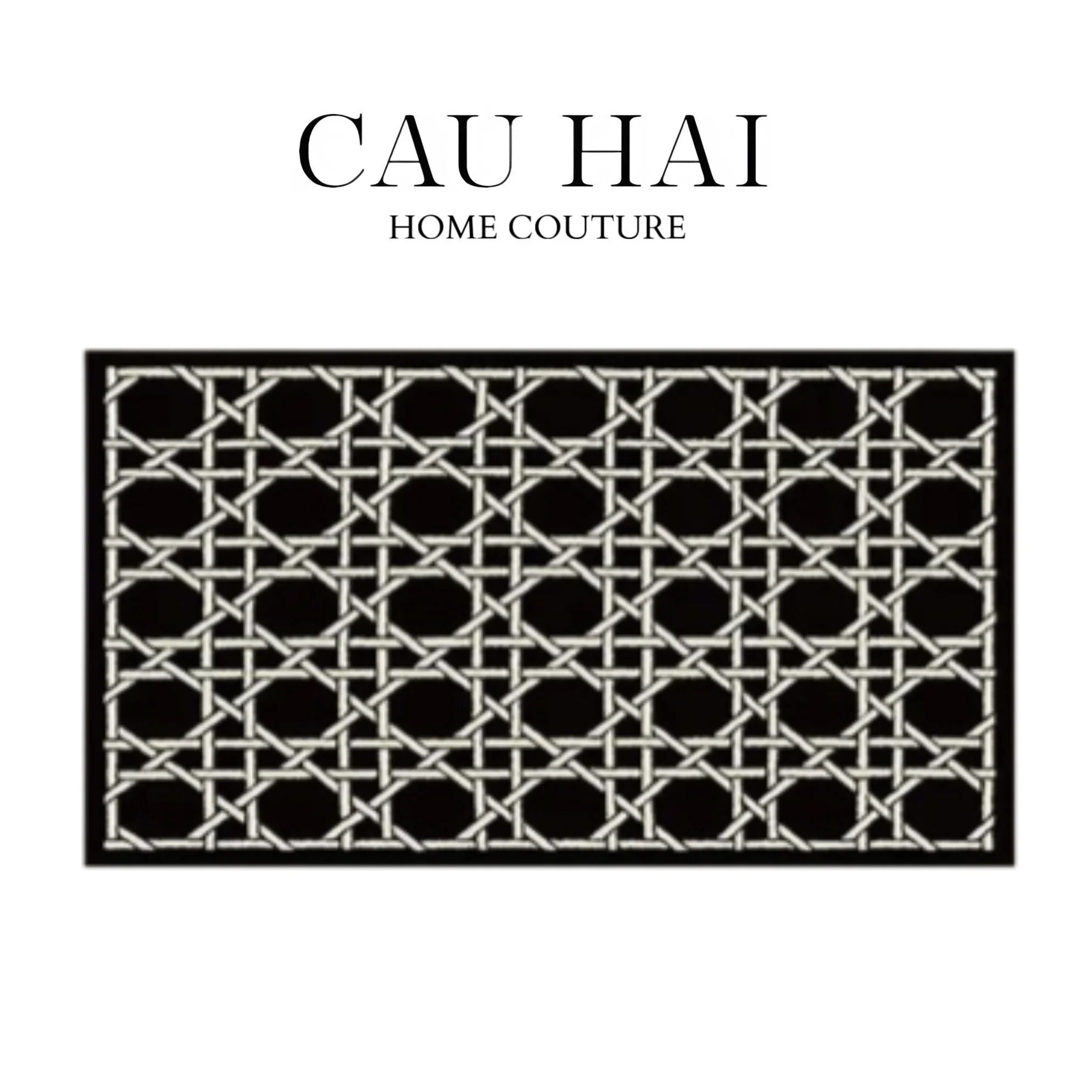 Thảm Cửa Sợi Poly Đan Vòng 100X120 Cannage D.O - Noir-CẬU HAI HOME DECOR