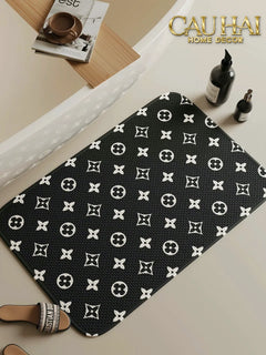 Thảm Cửa Thảm Bathroom Chenille 60X90 - Signature Fleur Monogram-THẢM CỬA-CẬU HAI HOME DECOR