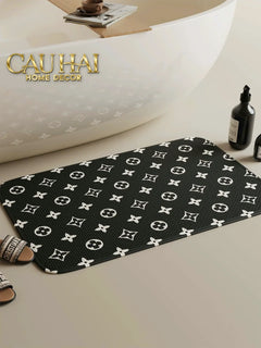 Thảm Cửa Thảm Bathroom Chenille 60X90 - Signature Fleur Monogram-THẢM CỬA-CẬU HAI HOME DECOR