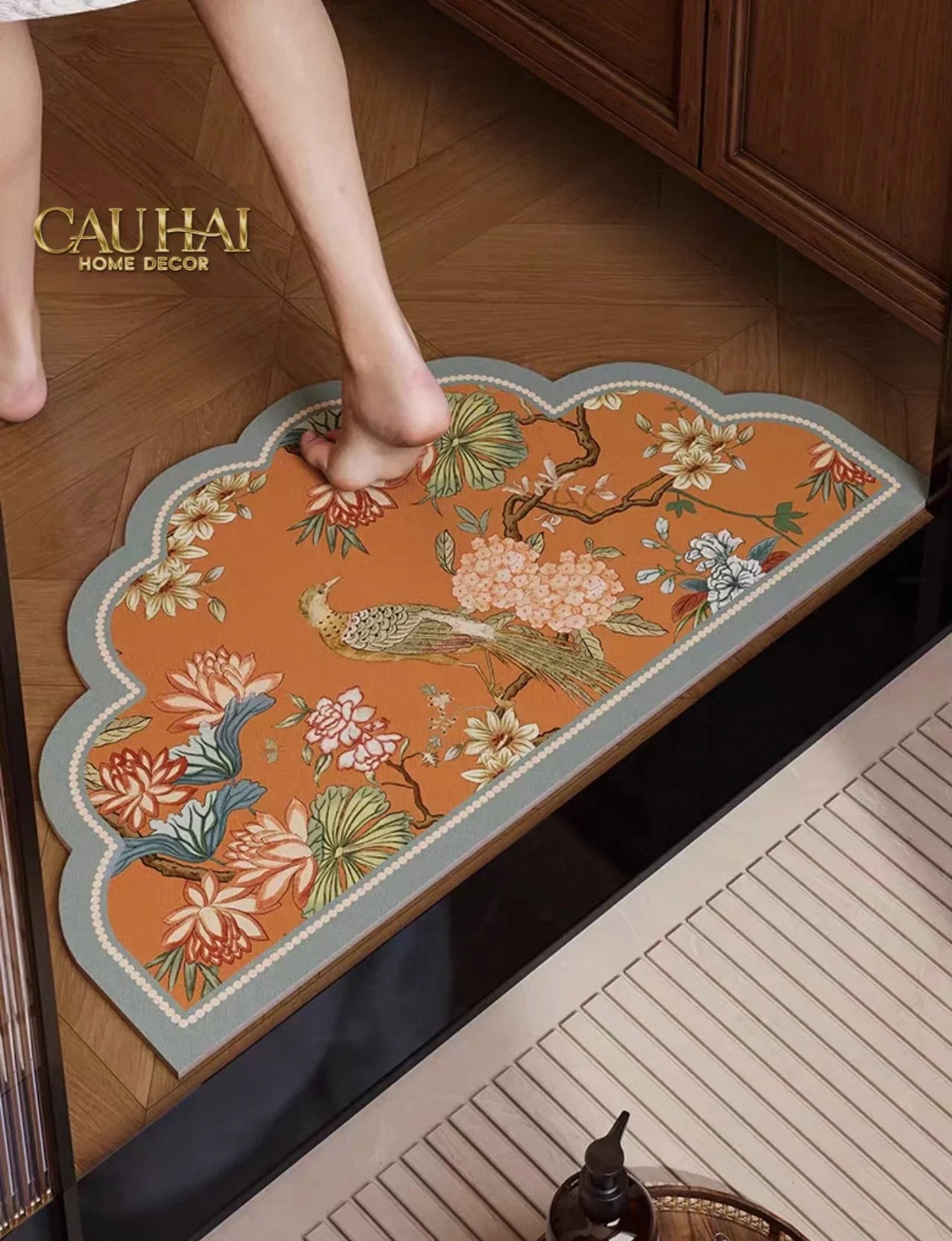 Thảm Cửa /Thảm Bathroom Micro-Nappa Gen8 45x80 Bird of Dynasty Ruyi Legacy-CẬU HAI HOME DECOR