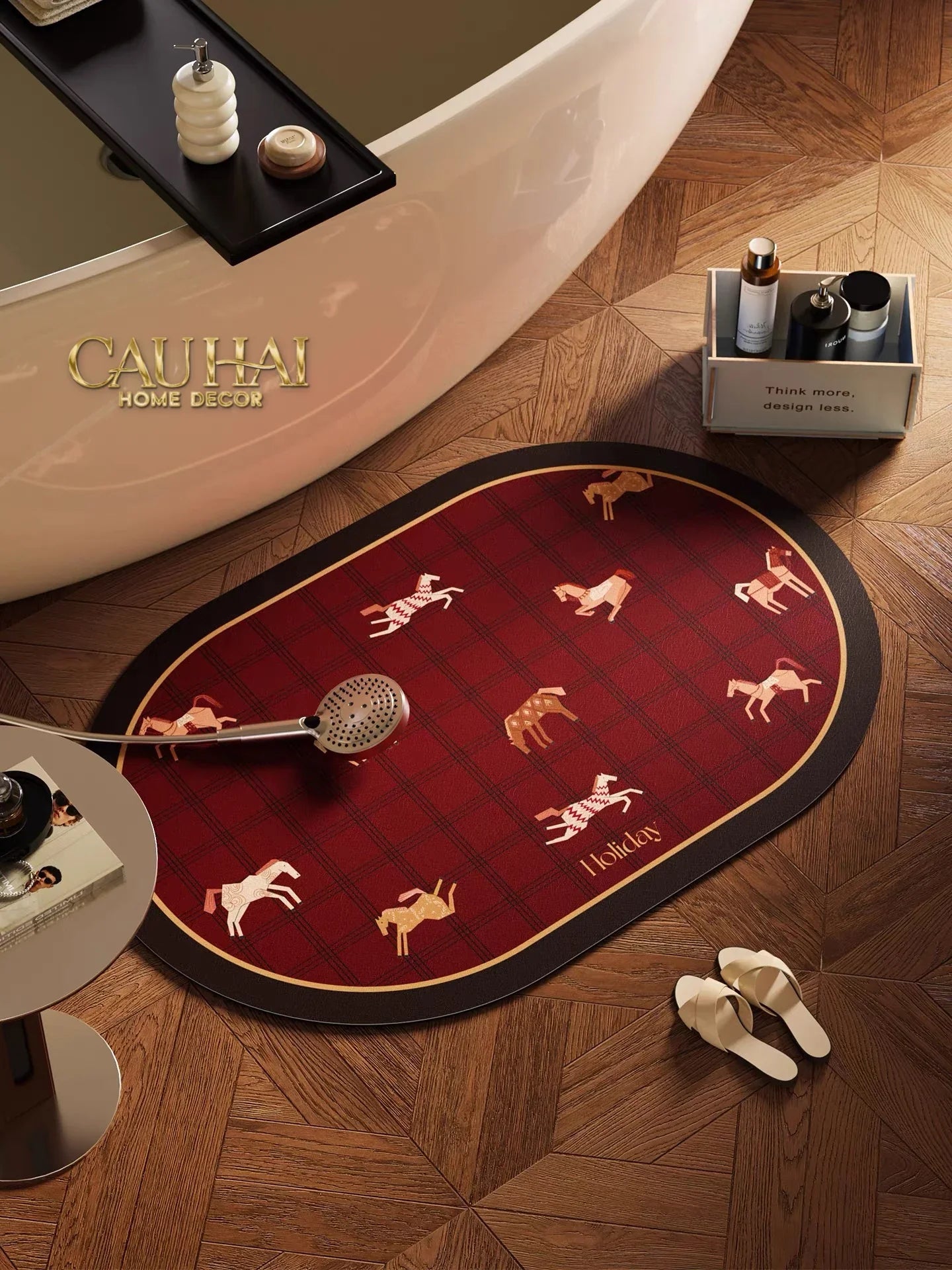 Thảm Cửa Thảm Bathroom Micro-Nappa Gen8 45x90 Rouge Équestre Pegasus Holiday-CẬU HAI HOME DECOR