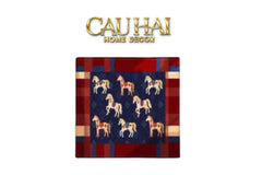 Thảm Cửa Vuông Thang Máy 120x120 Ngựa Hoàng Gia - Équestre Royale Bleu Fleur de Monogram-CẬU HAI HOME DECOR