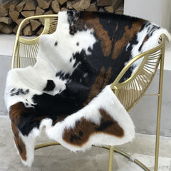 Thảm Lông Faux Fur Cowhide Cognac Noir 85x110-Thảm Lông-CẬU HAI HOME DECOR
