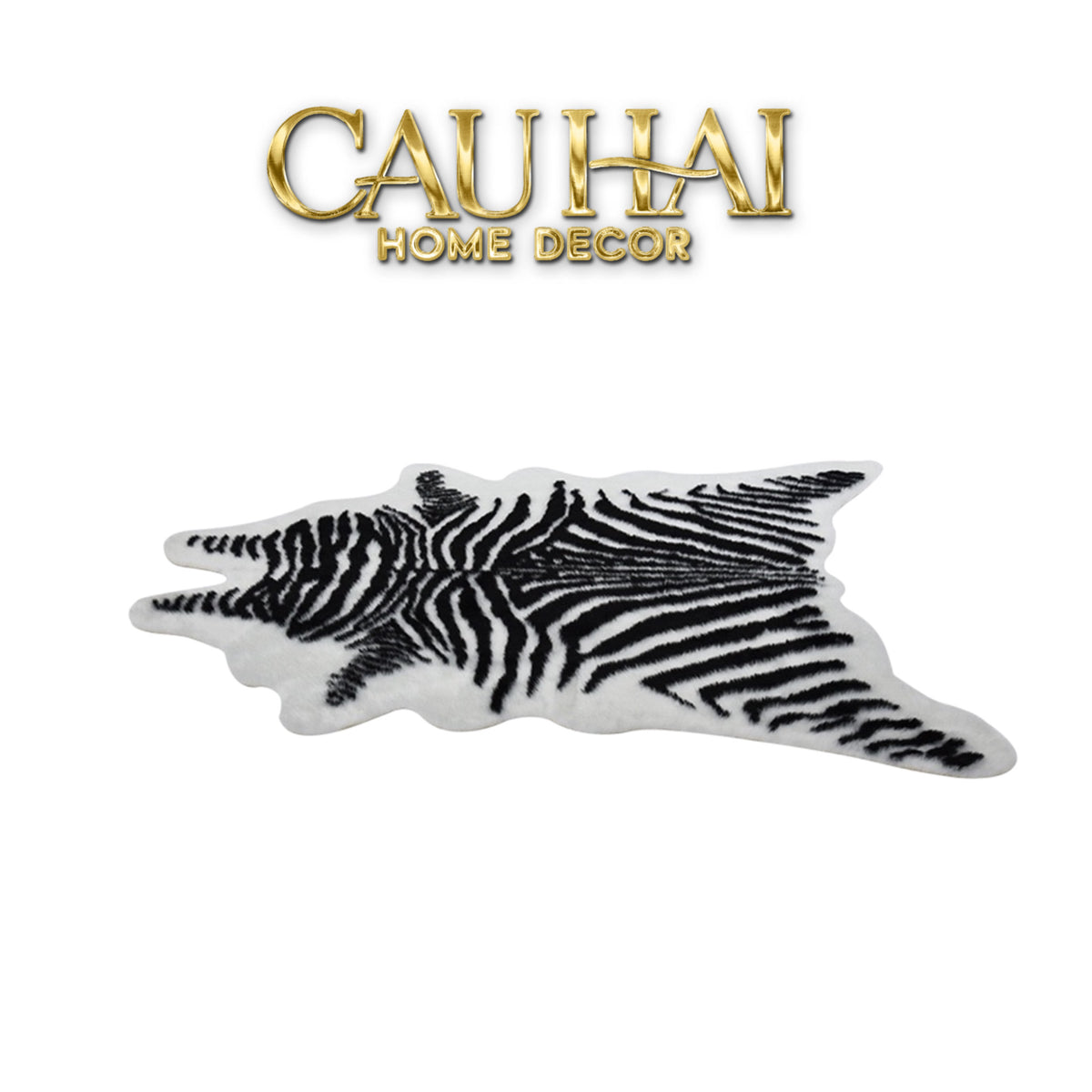 Thảm Lông Faux Fur Zebra Hide Noir 85x110-Thảm Lông-CẬU HAI HOME DECOR
