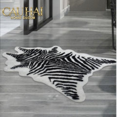 Thảm Lông Faux Fur Zebra Hide Noir 85x110-Thảm Lông-CẬU HAI HOME DECOR