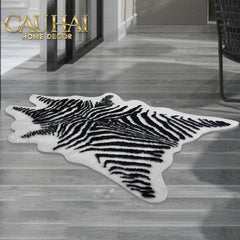 Thảm Lông Faux Fur Zebra Hide Noir 85x110-Thảm Lông-CẬU HAI HOME DECOR