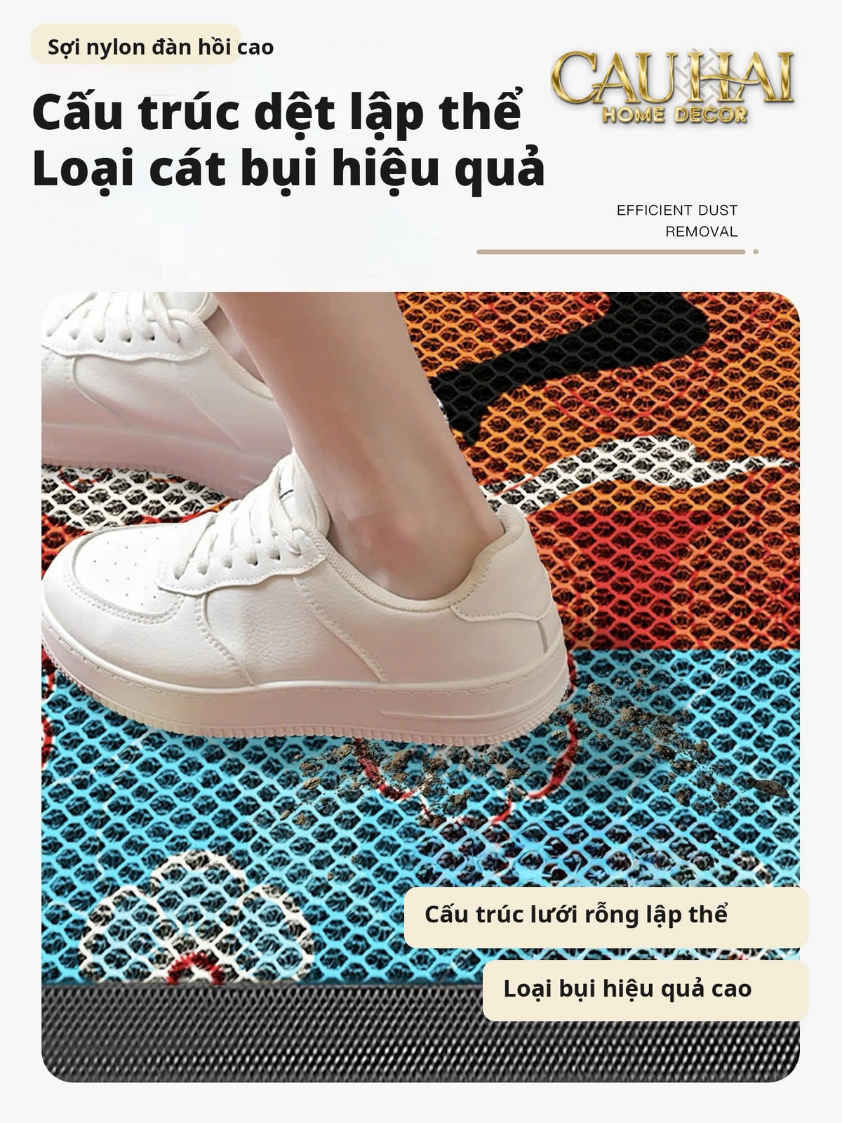 Thảm Ngăn Bụi Ngựa Ô Coil Fiber Đan Vòng 80x100 - Équestre Royale Cheval Anti-Dust 3D Mats-THẢM TRẢI SÀN-CẬU HAI HOME DECOR