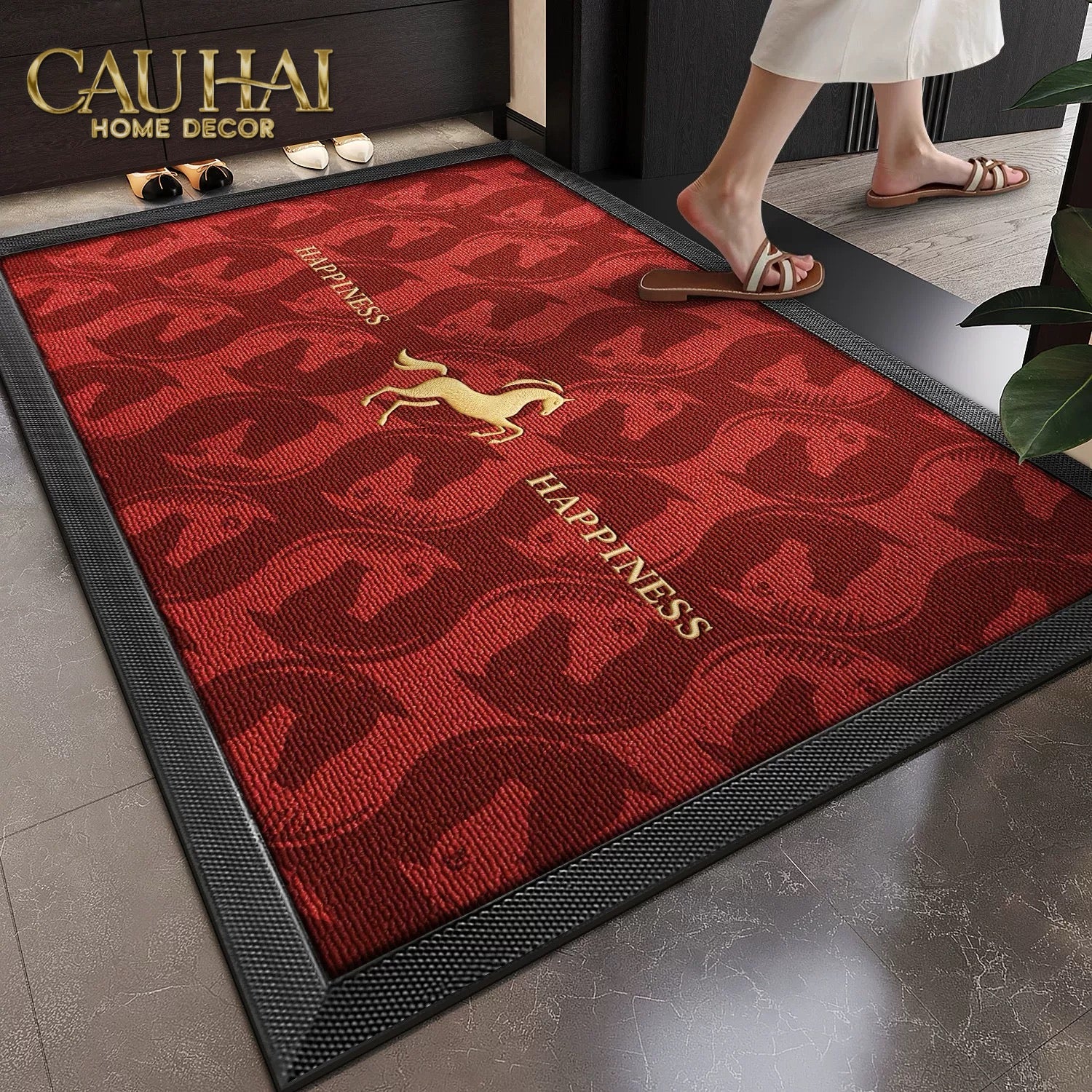 Thảm Ngăn Bụi 80x120 Ngựa Dây Cương - Héritage Équestre Harnais Rouge et Fauve-CẬU HAI HOME DECOR