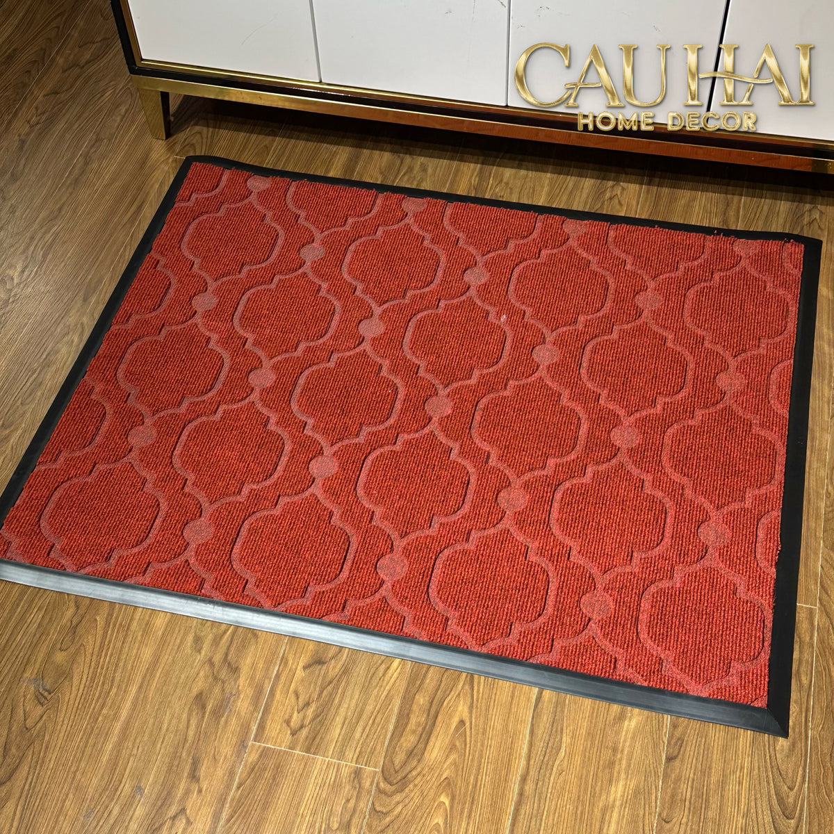 Thảm Ngăn Bụi Sợi Poly Dệt 80X100 Rouge Avalon Bienvenue - Dập Viền Da-THẢM TRẢI SÀN-CẬU HAI HOME DECOR-CẬU HAI HOME DECOR
