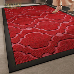 Thảm Ngăn Bụi Sợi Poly Dệt 80X100 Rouge Avalon Bienvenue - Dập Viền Da-CẬU HAI HOME DECOR