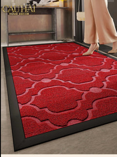 Thảm Ngăn Bụi Sợi Poly Dệt 80x100 Rouge Cannage Bienvenue - Dập Viền Da-CẬU HAI HOME DECOR