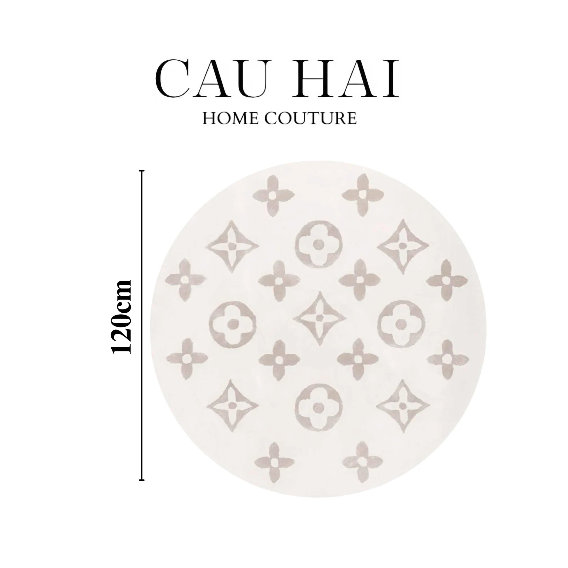 Thảm Tròn Dệt Kim - Fleur D’Ivoire Monogram D100-THẢM TRÒN - THẢM BED-CẬU HAI HOME DECOR