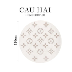 Thảm Tròn Dệt Kim - Fleur D’Ivoire Monogram D100-THẢM TRÒN - THẢM BED-CẬU HAI HOME DECOR