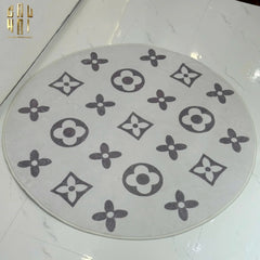 Thảm Tròn Dệt Kim - Fleur D’Ivoire Monogram D100-THẢM TRÒN - THẢM BED-CẬU HAI HOME DECOR