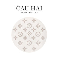 Thảm Tròn Dệt Kim - Fleur D’Ivoire Monogram D100-CẬU HAI HOME DECOR