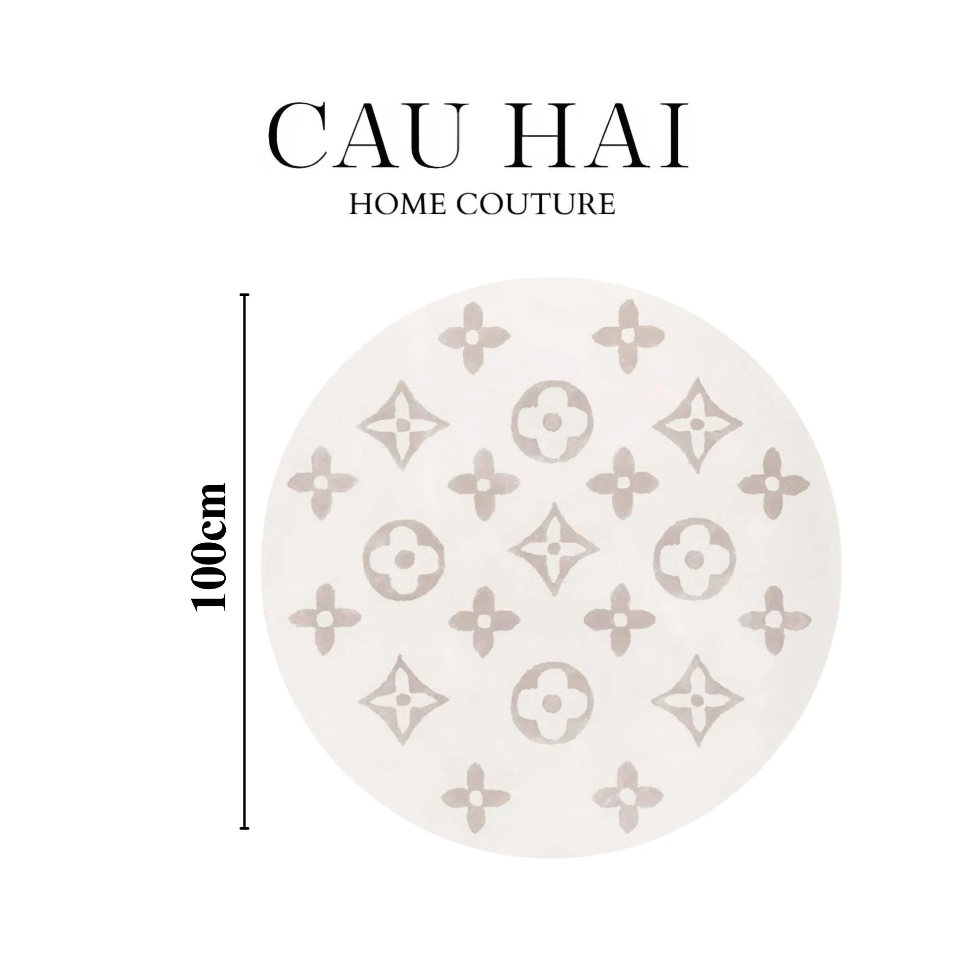 Thảm Tròn Dệt Kim - Fleur D’Ivoire Monogram D100/120 - CẬU HAI HOME DECOR