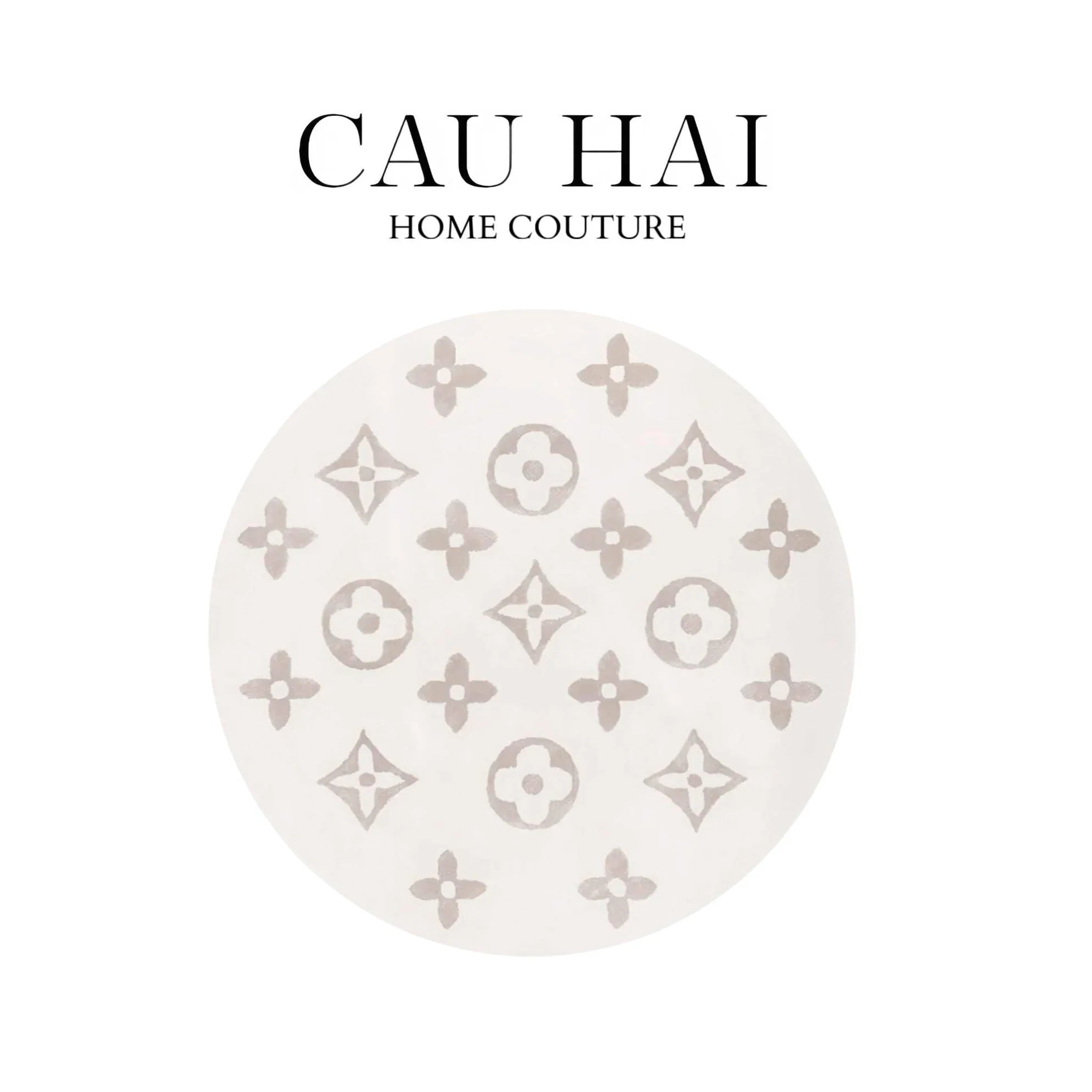 Thảm Tròn Dệt Kim - Fleur D’Ivoire Monogram D100/120 - CẬU HAI HOME DECOR