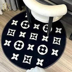 Thảm Tròn Dệt Kim - Le Noir Fleur de Monogram D100-THẢM TRÒN - THẢM BED-CẬU HAI HOME DECOR