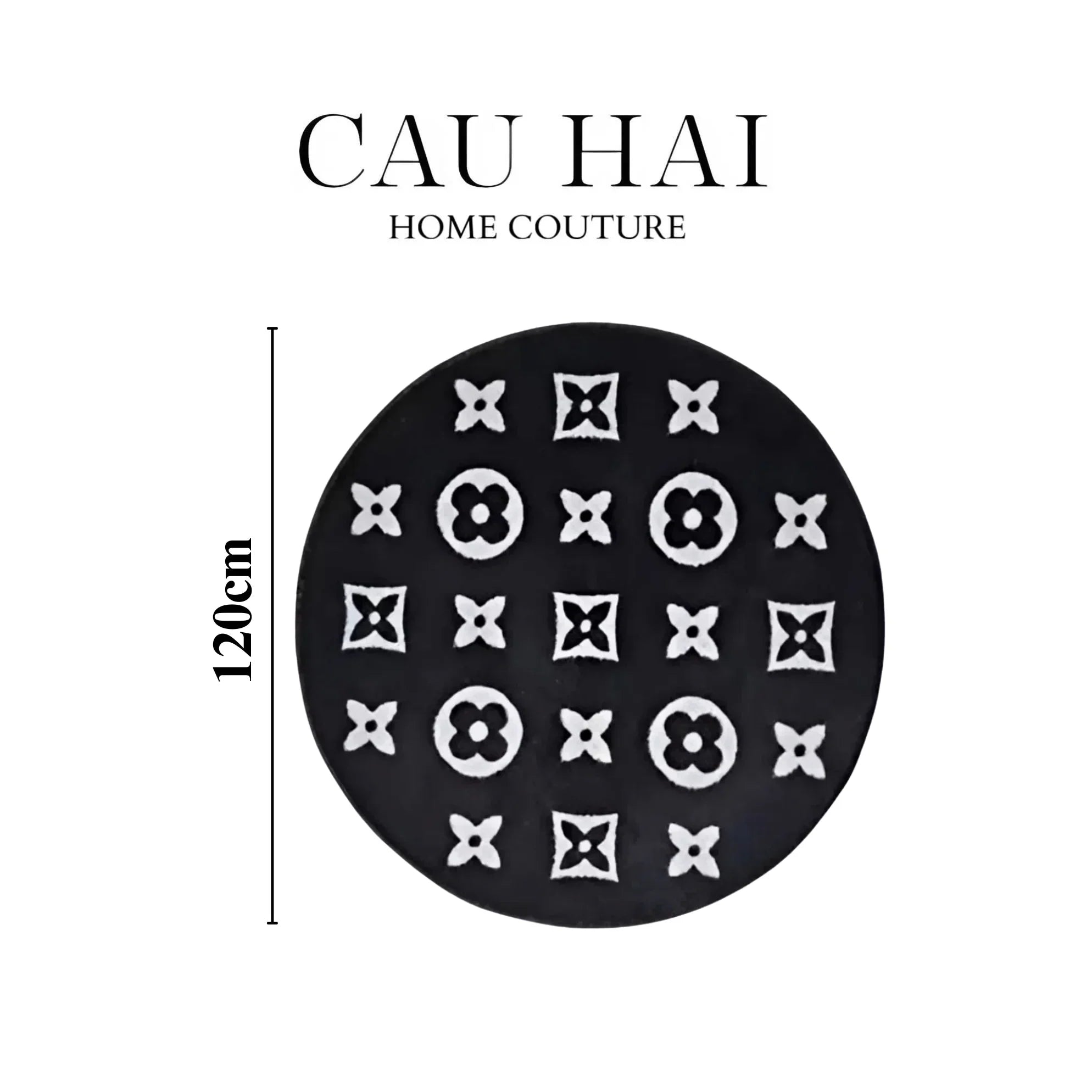 Thảm Tròn Dệt Kim - Le Noir Fleur de Monogram D100-THẢM TRÒN - THẢM BED-CẬU HAI HOME DECOR