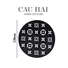 Thảm Tròn Dệt Kim - Le Noir Fleur de Monogram D100-THẢM TRÒN - THẢM BED-CẬU HAI HOME DECOR