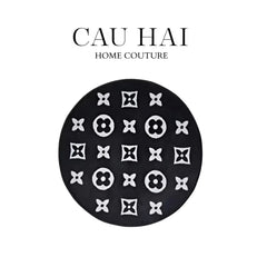 Thảm Tròn Dệt Kim - Le Noir Fleur de Monogram D100-THẢM TRÒN - THẢM BED-CẬU HAI HOME DECOR