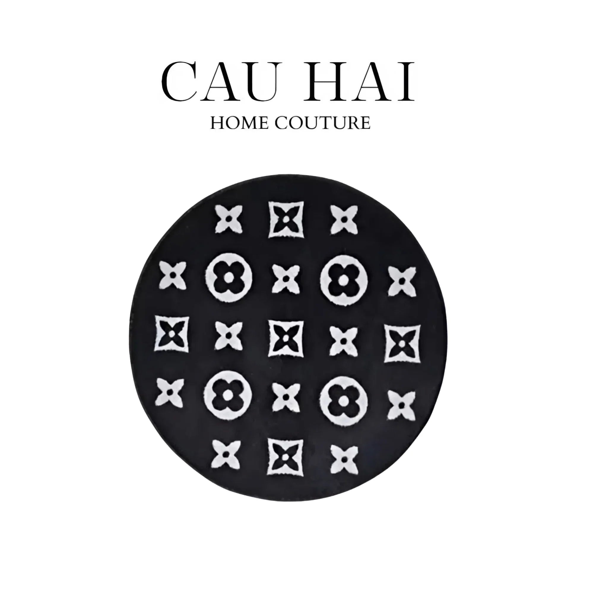Thảm Tròn Dệt Kim - Le Noir Fleur de Monogram D100/120 - CẬU HAI HOME DECOR