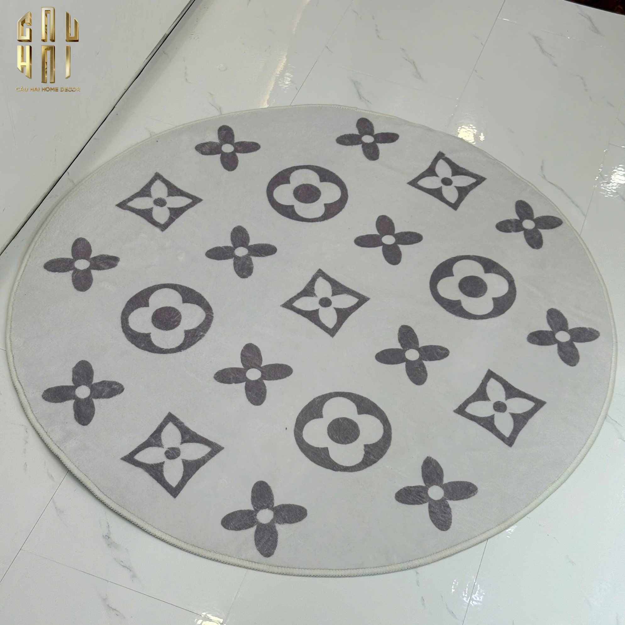 THẢM TRÒN DỆT KIM - LOUIS.V LE IVORY MONO D100/120