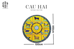 Thảm Tròn Nhung Bỉ D100 - Round Carpet Jaune Bleu Renaissance-THẢM TRÒN - THẢM BED-CẬU HAI HOME DECOR